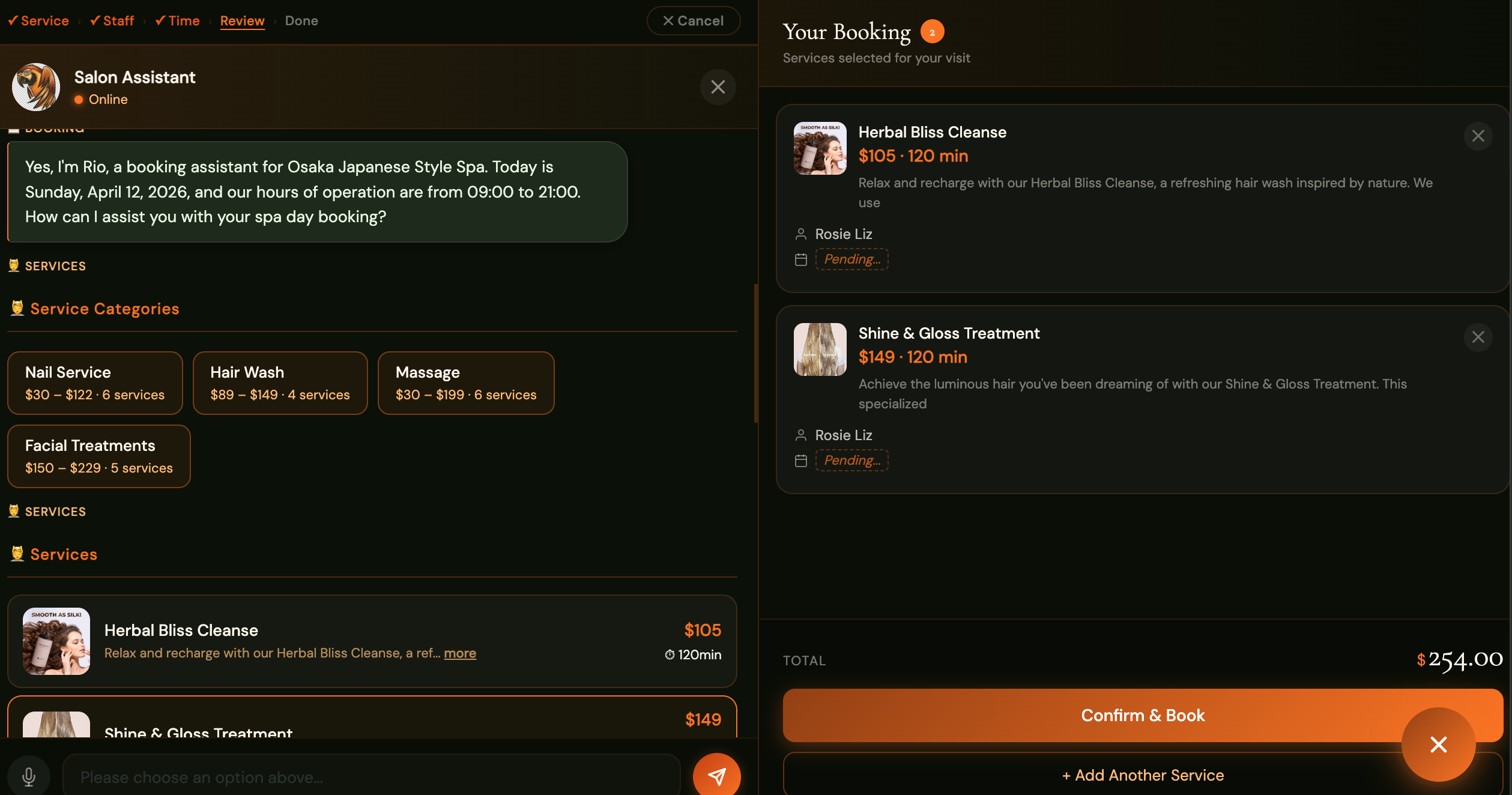 NowRio Chat AI booking assistant